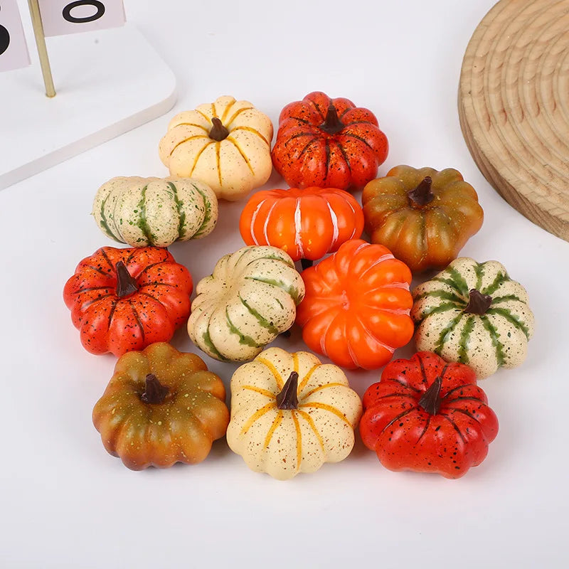 Mini Foam Artificial Pumpkin Fake Simulation Vegetable Props Autumn Fall Harvest DIY Craft Thanksgiving Halloween Party Decors