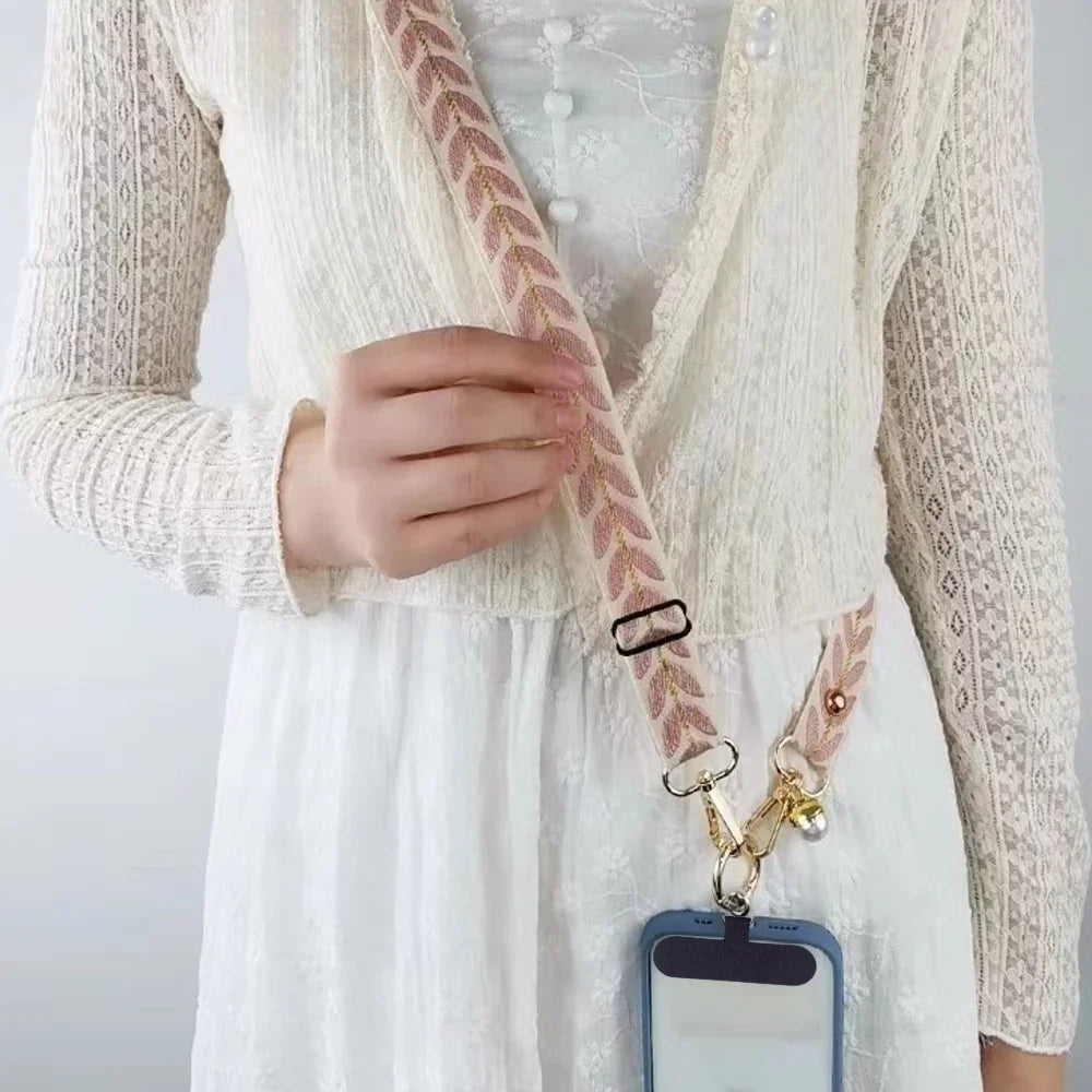 1pc mobile phone strap lanyard Crossbody shoulder pearl pendant adjustable neck lanyard mobile phone