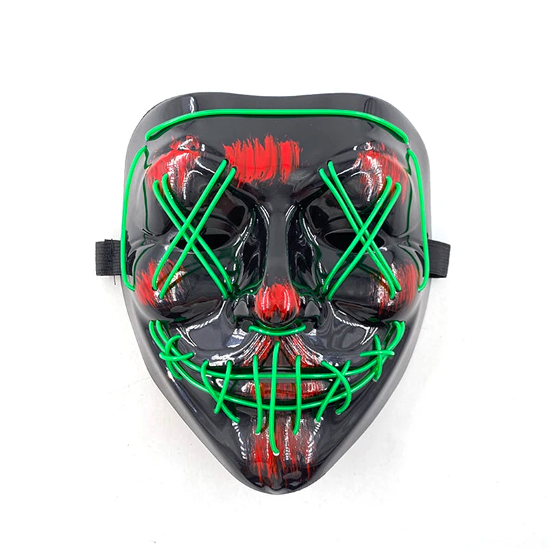 Wireless Halloween Scary Glowing Mask Luminous LED Purge Mask Horror Cosplay Neon Light Up Party Mask Festival Costume Supplies