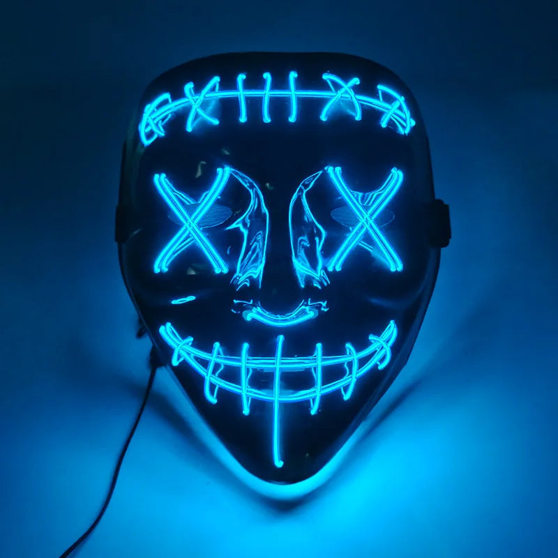 Wireless Halloween Scary Glowing Mask Luminous LED Purge Mask Horror Cosplay Neon Light Up Party Mask Festival Costume Supplies