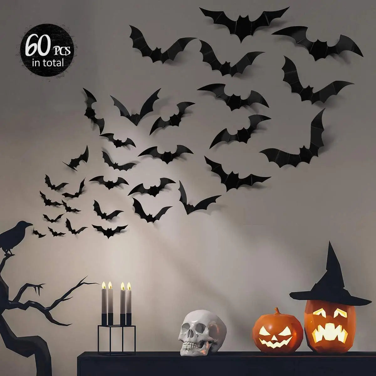 12pcs Halloween Bat Wall Stickers