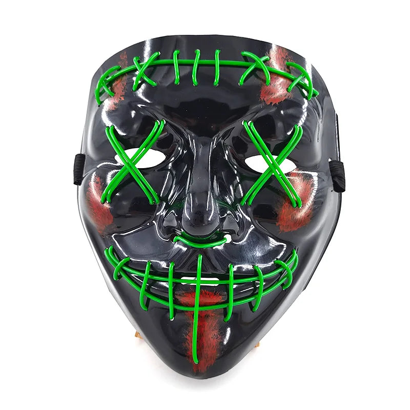 Wireless Halloween Scary Glowing Mask Luminous LED Purge Mask Horror Cosplay Neon Light Up Party Mask Festival Costume Supplies