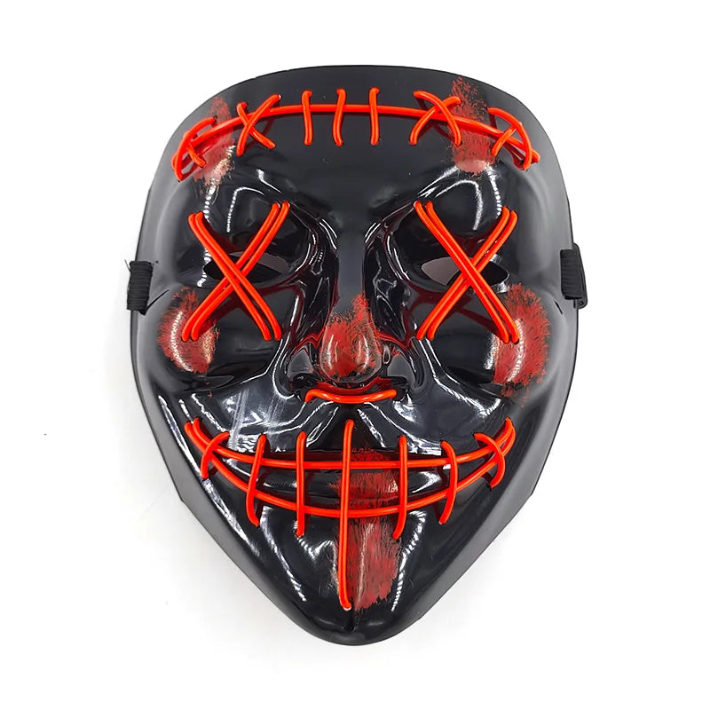 Wireless Halloween Scary Glowing Mask Luminous LED Purge Mask Horror Cosplay Neon Light Up Party Mask Festival Costume Supplies