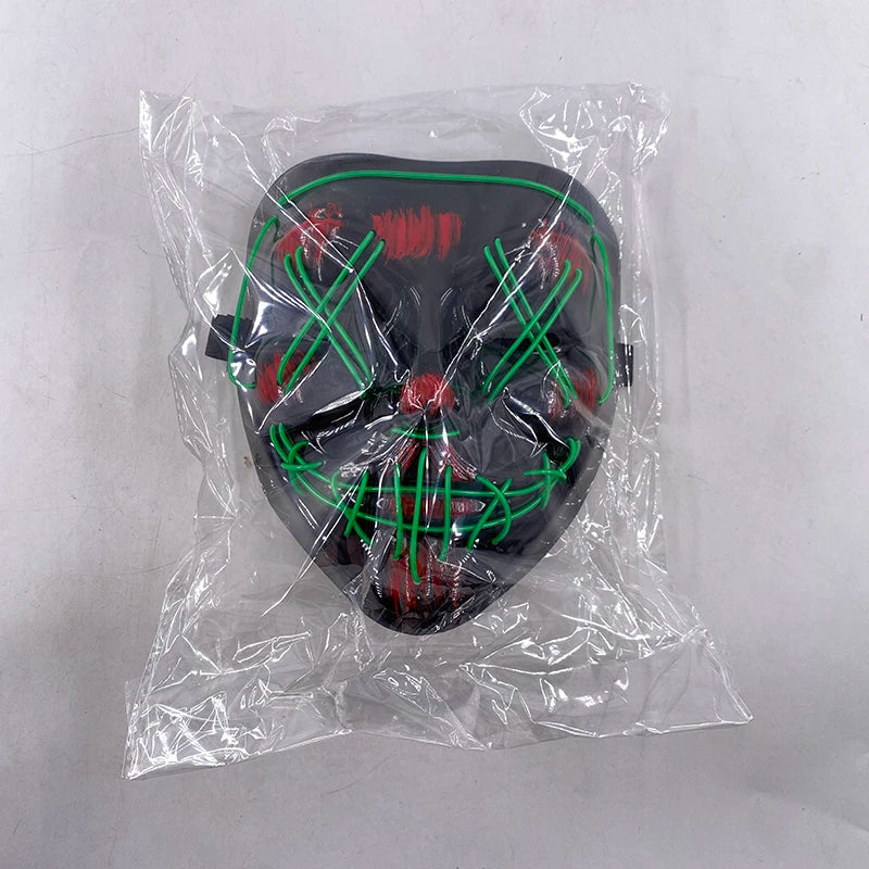 Wireless Halloween Scary Glowing Mask Luminous LED Purge Mask Horror Cosplay Neon Light Up Party Mask Festival Costume Supplies